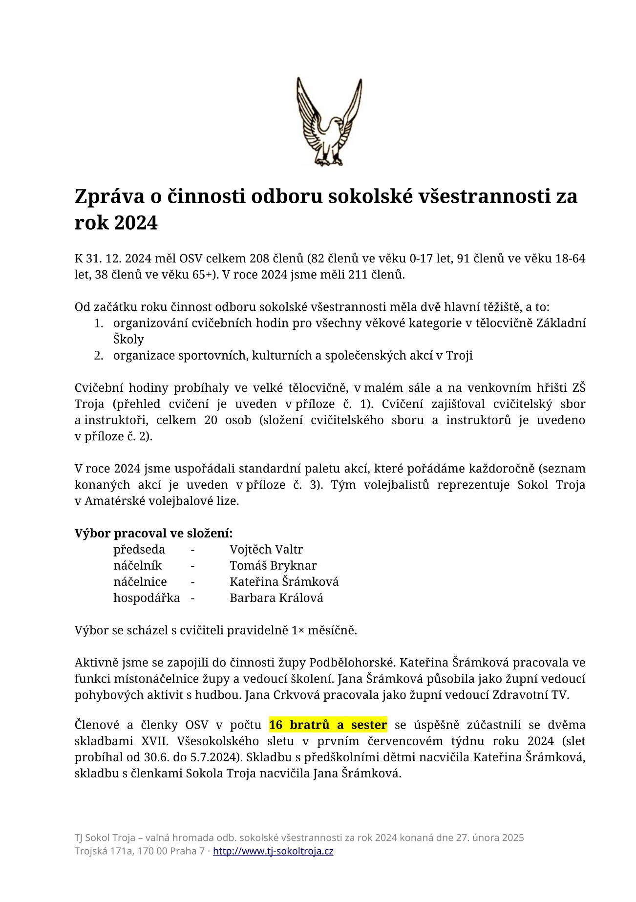 Zpráva o činnosti v r. 2024